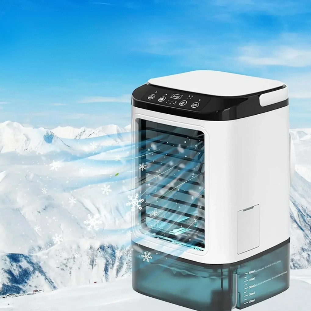 Portable Air Cooler with Ultrasonic Humidifier – Silent Desk Fan with LED Light