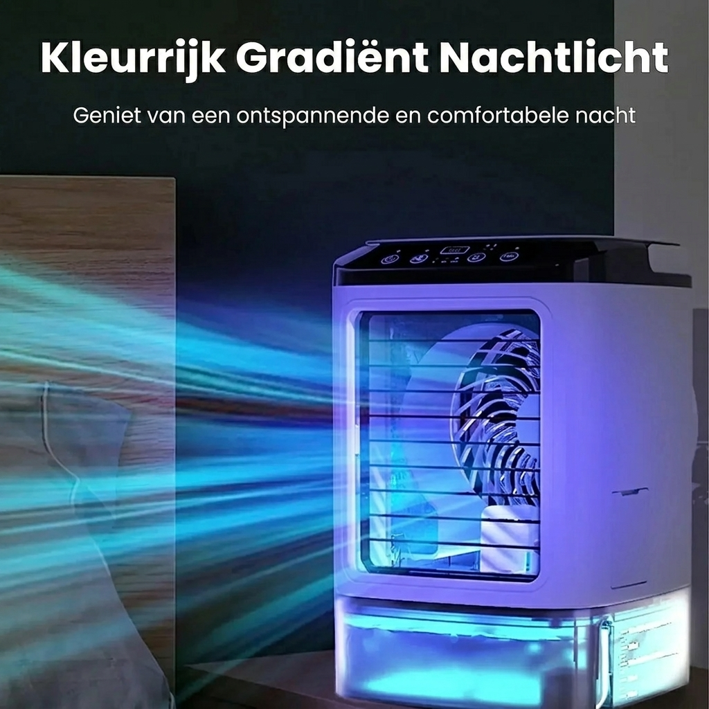 Portable Air Cooler with Ultrasonic Humidifier – Silent Desk Fan with LED Light
