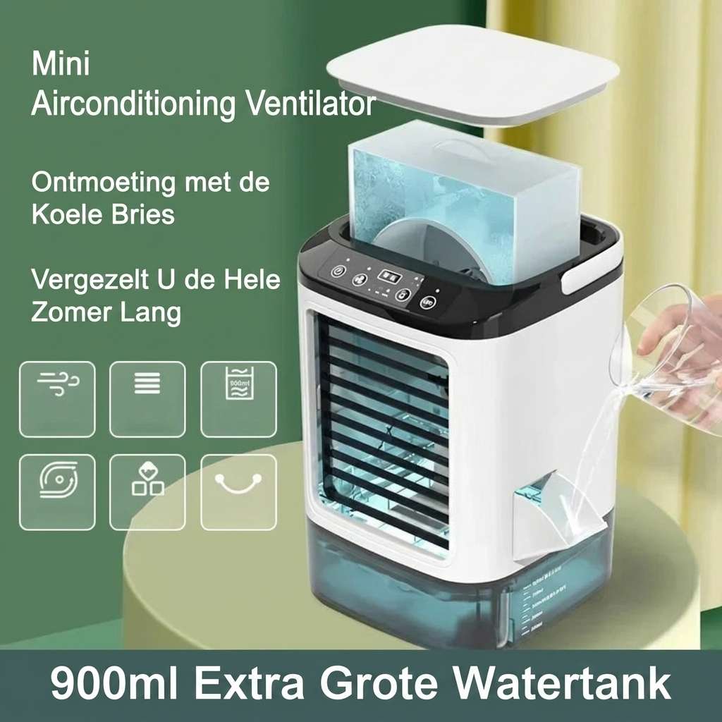 Portable Air Cooler with Ultrasonic Humidifier – Silent Desk Fan with LED Light
