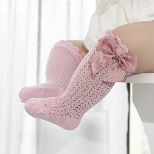 Soft Cotton Baby Socks Featuring a Large Bow