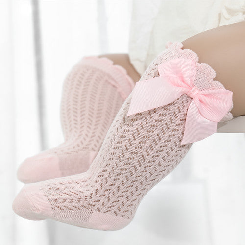 Soft Cotton Baby Socks Featuring a Large Bow