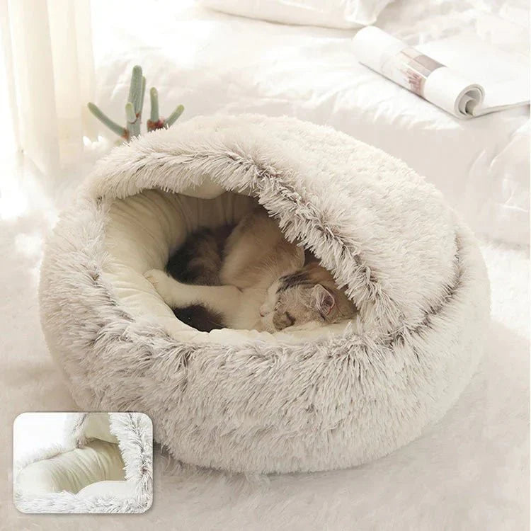 Round Donut Nest Bed for Dogs and Cats - Washable and Anxiety-Relieving