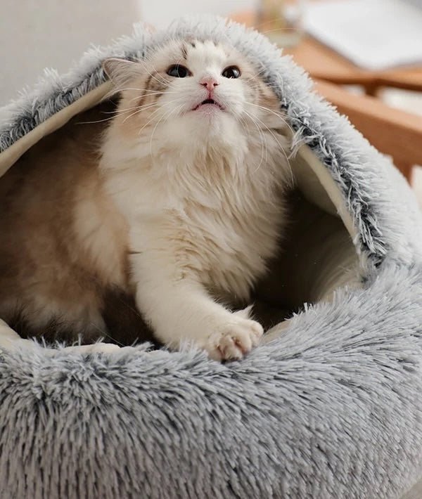 Round Donut Nest Bed for Dogs and Cats - Washable and Anxiety-Relieving