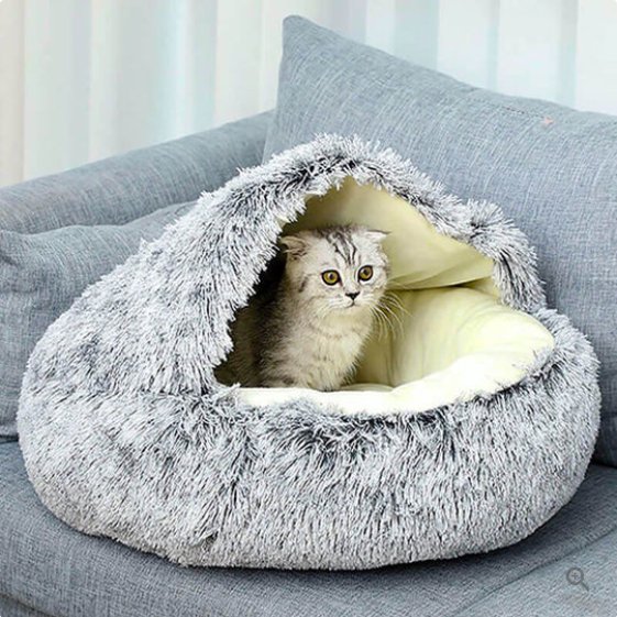 Round Donut Nest Bed for Dogs and Cats - Washable and Anxiety-Relieving