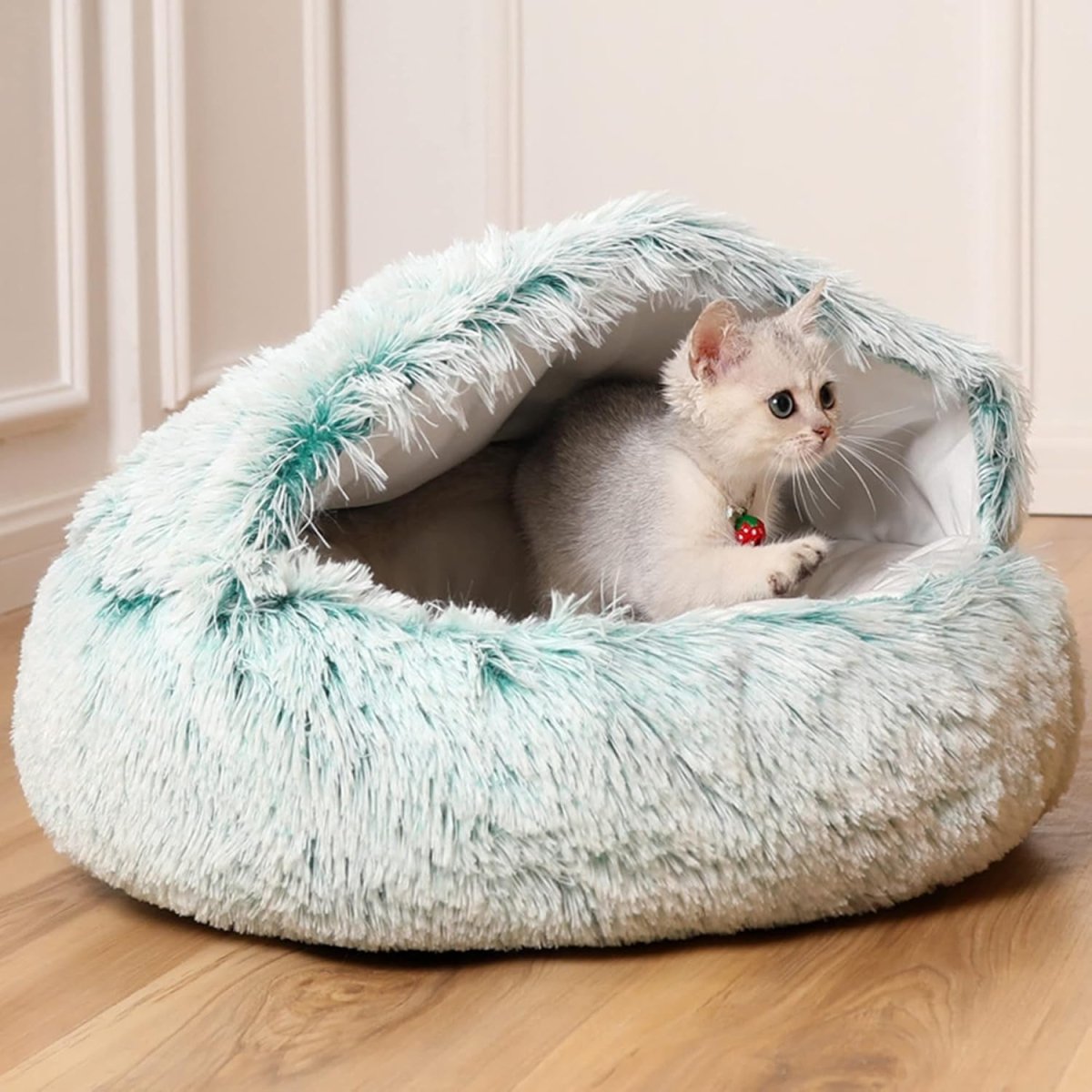 Round Donut Nest Bed for Dogs and Cats - Washable and Anxiety-Relieving