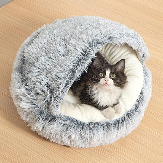 Round Donut Nest Bed for Dogs and Cats - Washable and Anxiety-Relieving