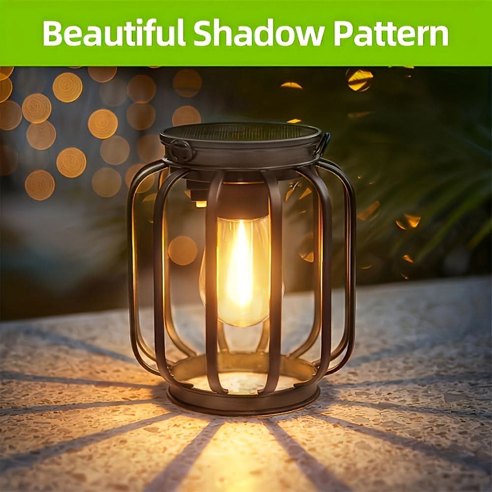 Outdoor Metal Lantern with Solar Power for Hanging Use