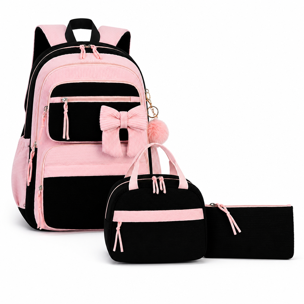 Lightweight Corduroy Backpack Set (3-Piece)