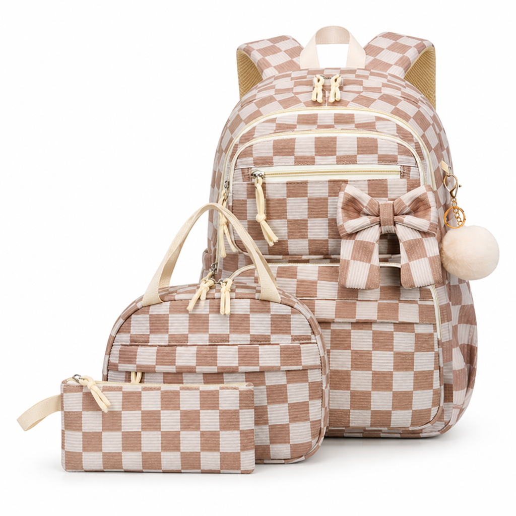 Corduroy Laptop-Ready Backpack Set (Set of 3)