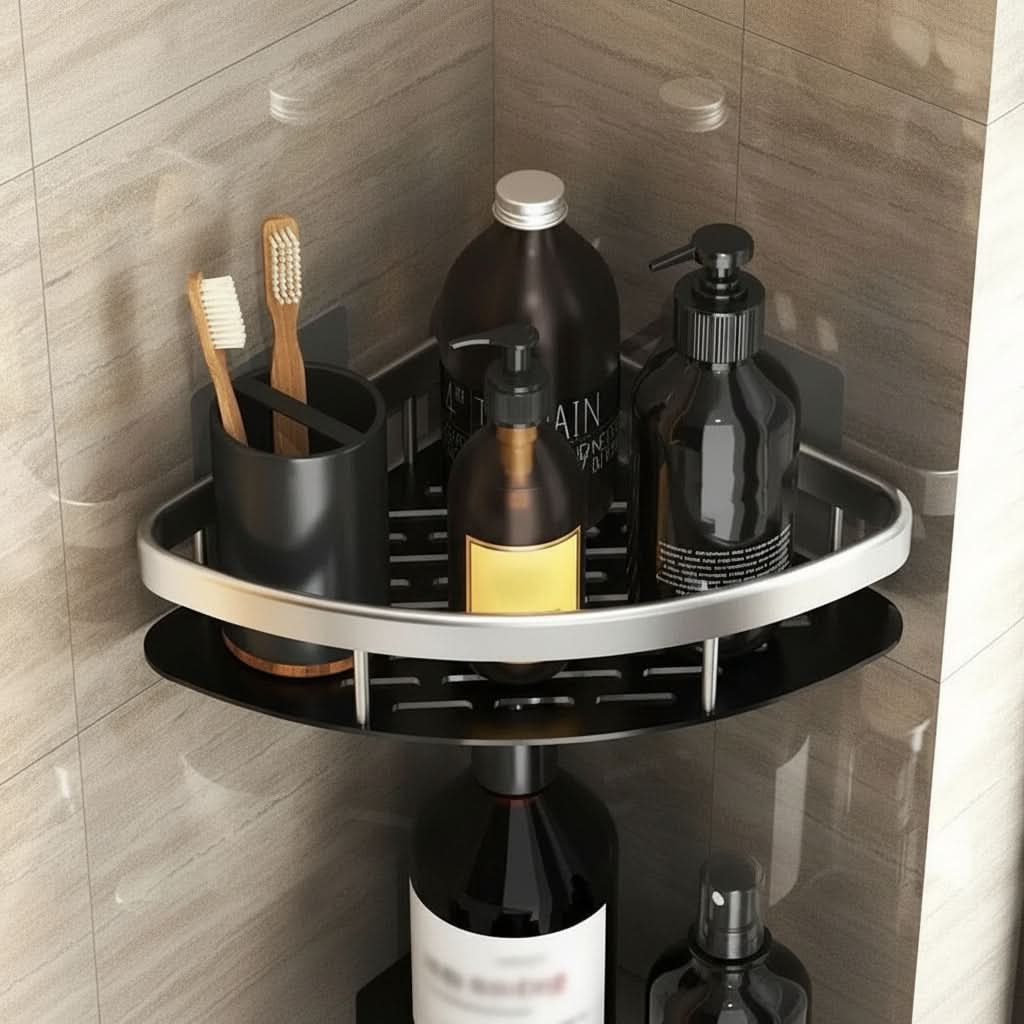 Aluminum Wall-Mounted Shelf Organizer for Bathroom Storage