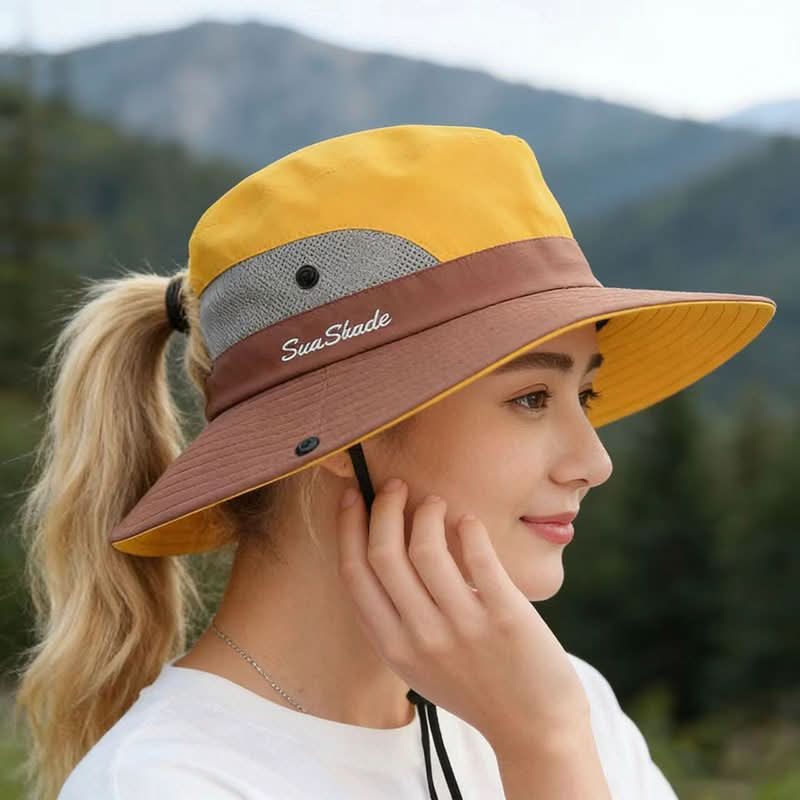 Breathable Mesh Outdoor Hat with Wide Brim for Sun Protection
