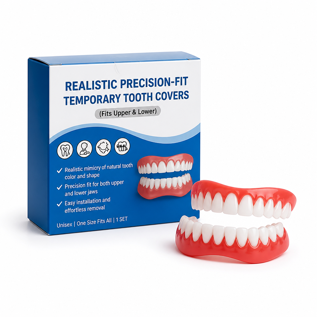 Realistic Precision-Fit Temporary Tooth Covers (Fits Upper & Lower)