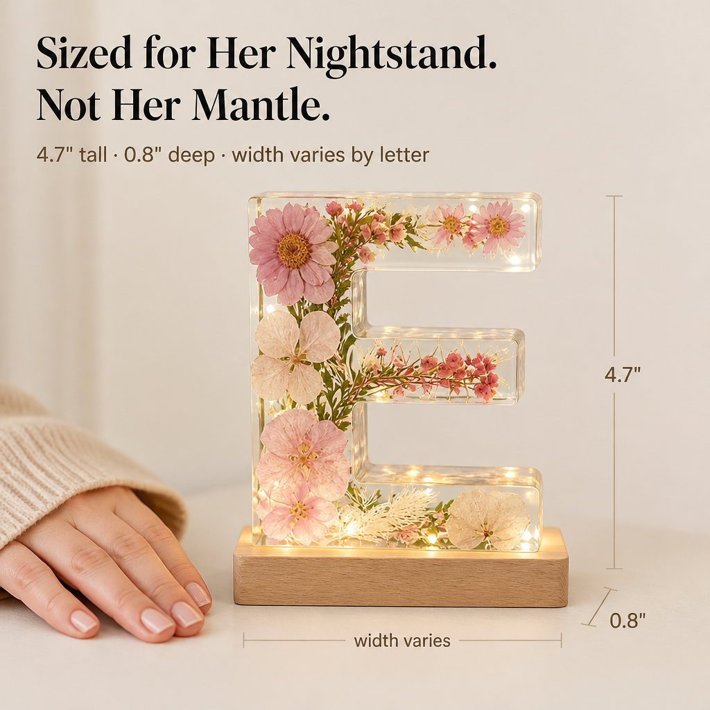 LumiFleur™ — Encapsulate Genuine Dried Blooms Within a Radiant Letter Crafted Just for Them