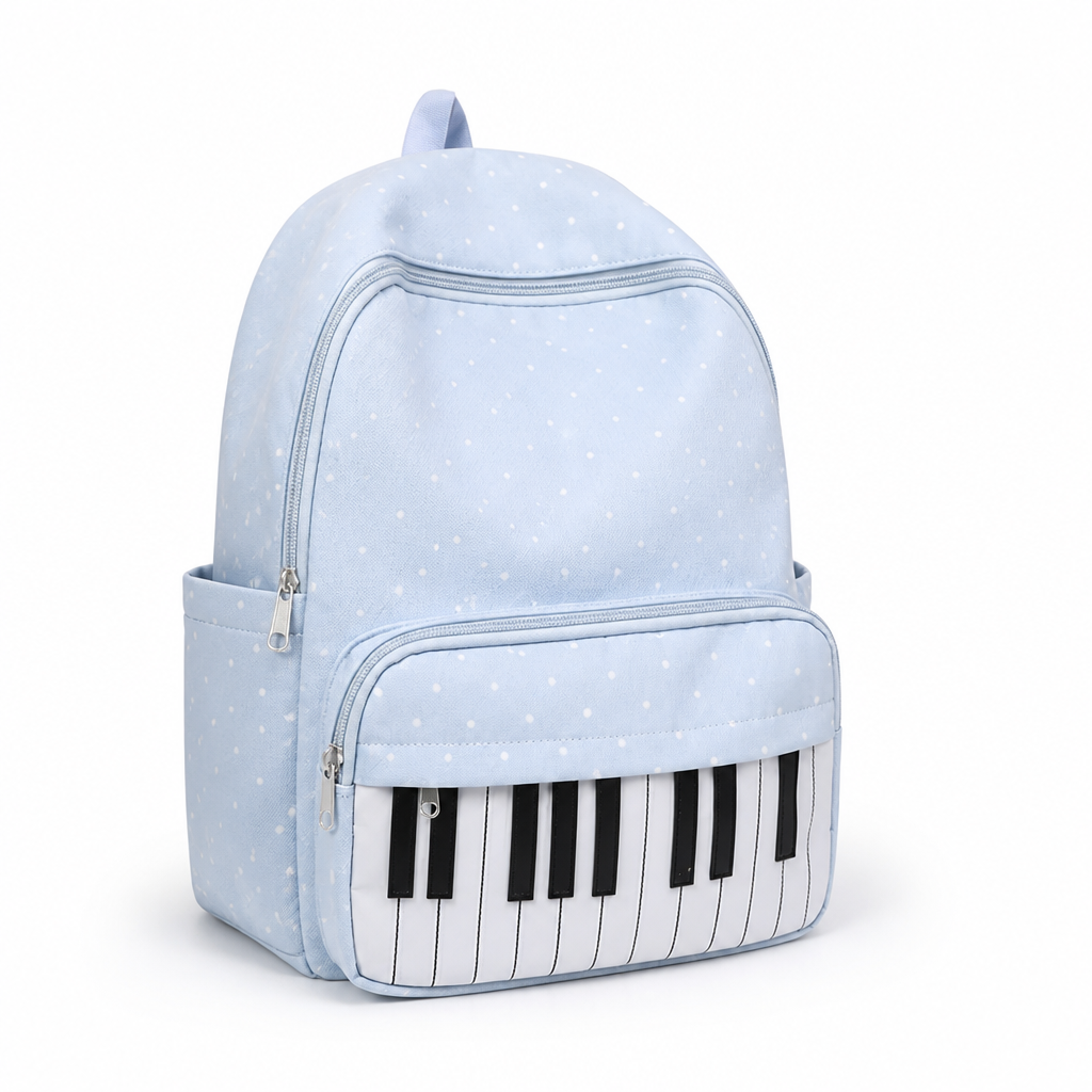 Large Capacity Multi-Compartment Kids Piano Polka-Dot Backpack