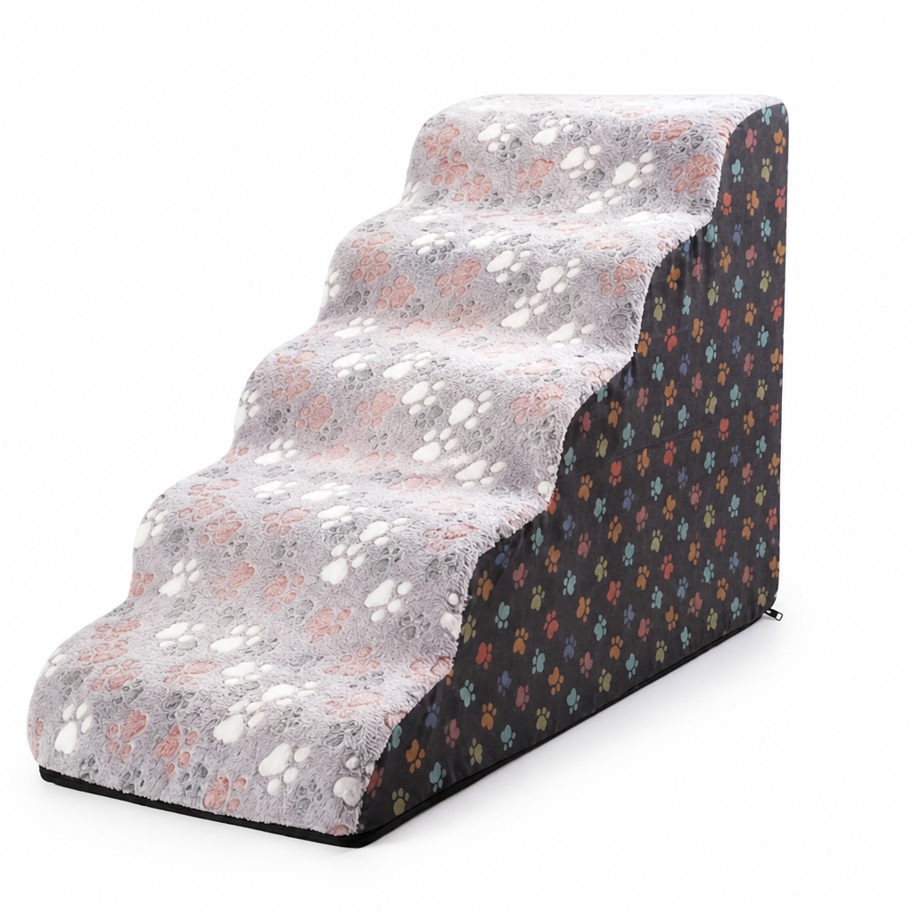 Plush Foam & Non-Slip Pet Stairs (Removable Washable Cover)