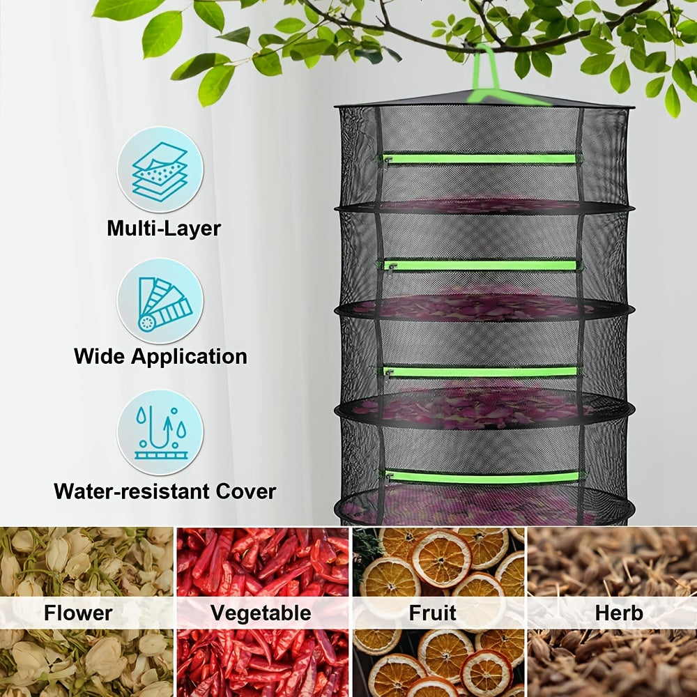 Foldable 6-Tier Drying Rack with Mesh for Seeds and Herbs