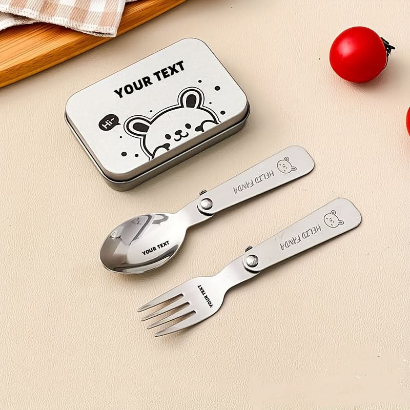 Compact Portable Cutlery Set with Folding Fork and Spoon
