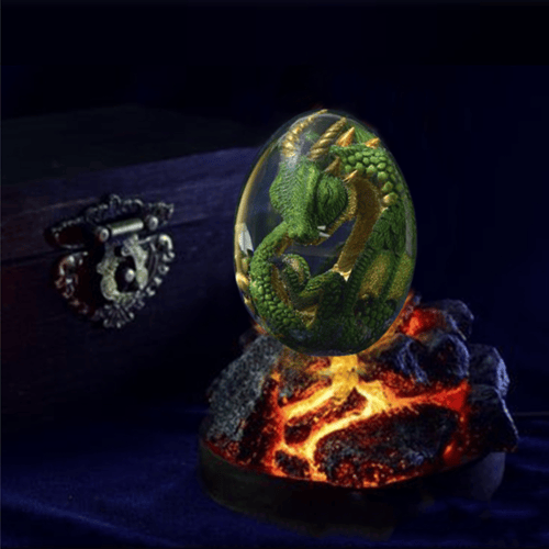 Crystal Dragon Egg with Intricate Dragon Figurine Inside
