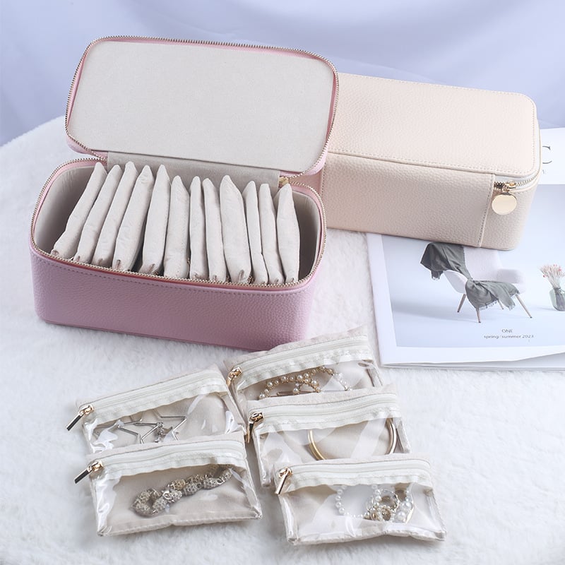 Zippered Jewelry Storage Box with Compartments