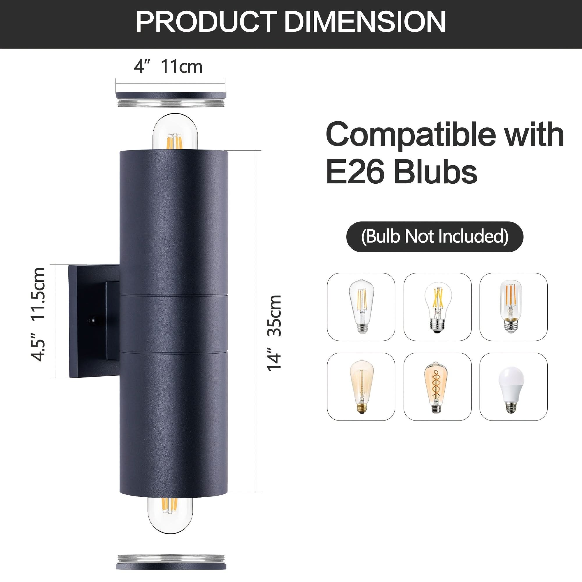 Black Outdoor Wall Light in Cylindrical Shape