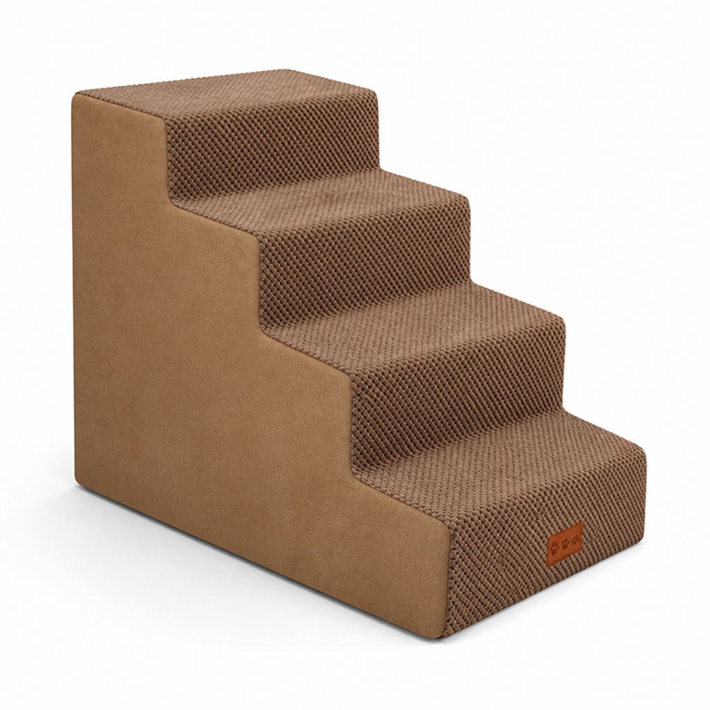 High-Density Memory Foam & Non-Slip Pet Steps (3-5 Steps)