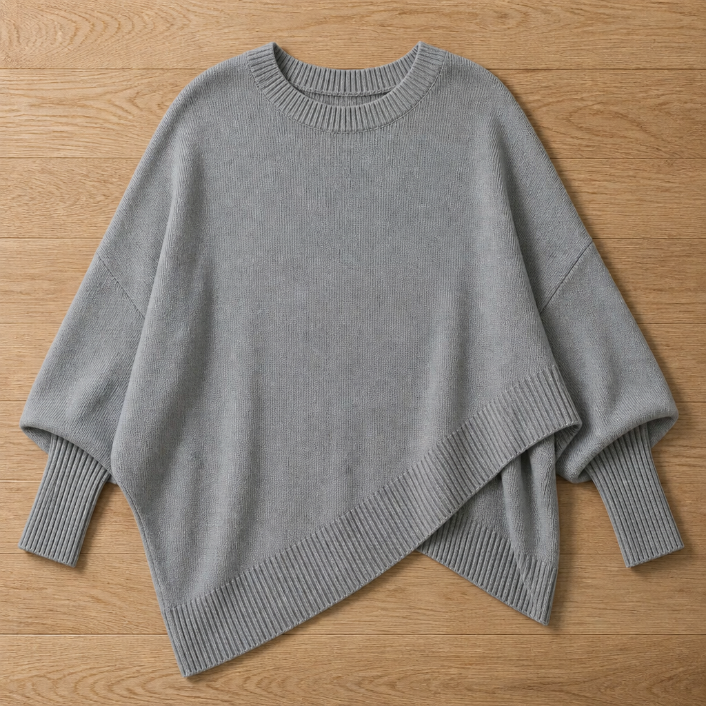 SerenoWave™ – Easygoing Asymmetric Poncho Sweater featuring Batwing Sleeves
