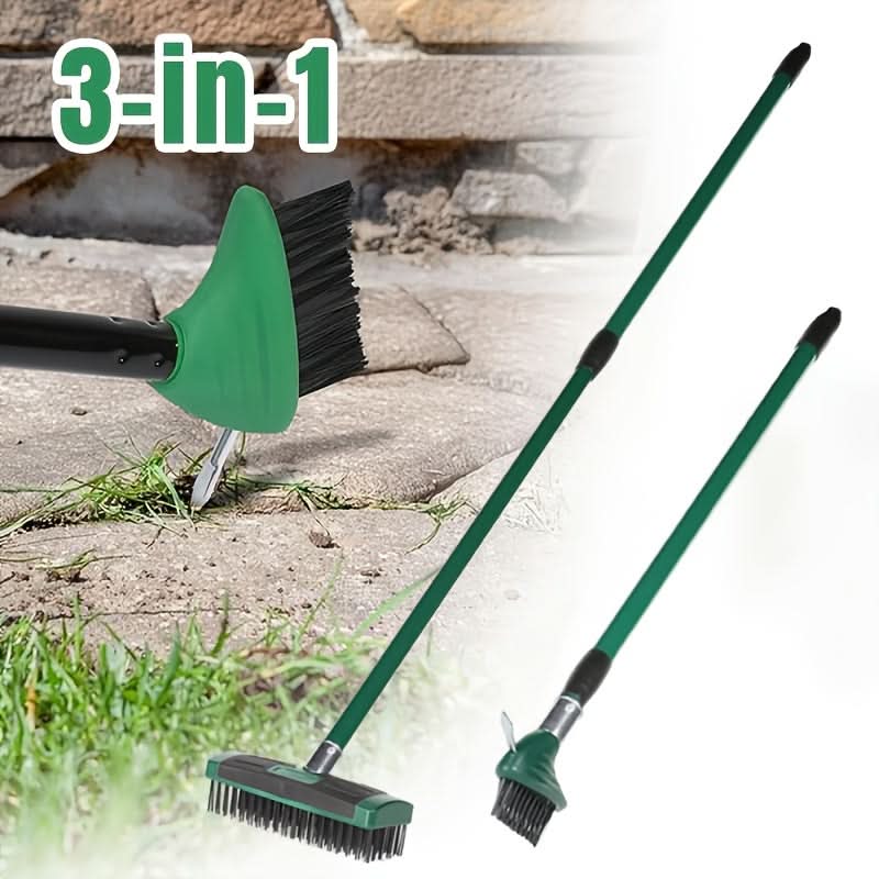 Telescopic 3-in-1 Wire Weeding Brush for Garden and Patio Cleanup