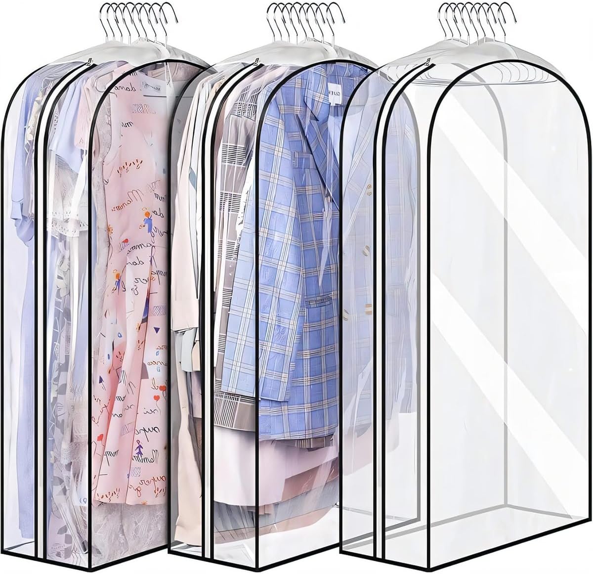 Gusseted Clear Garment Storage Bags – Zippered Covers for Suits, Coats & Dresses