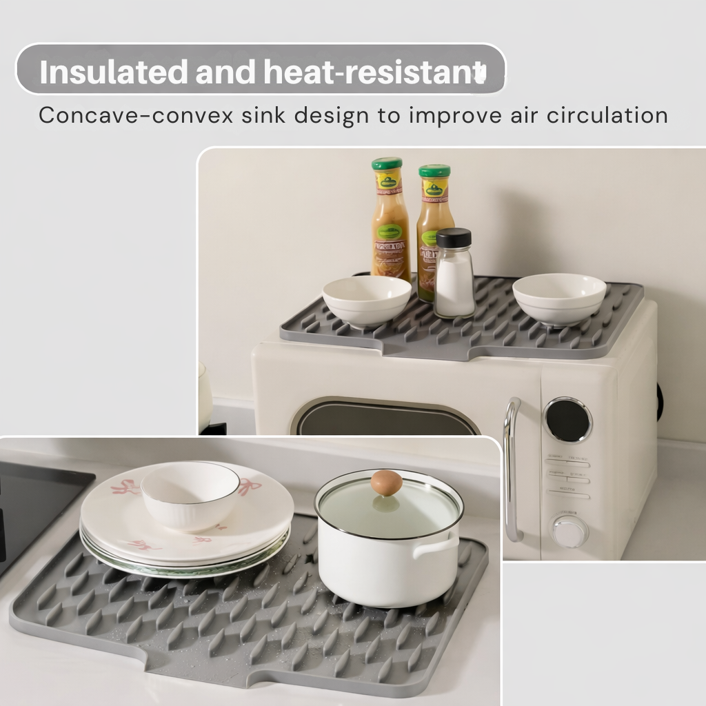 Drip Drying Mat | Dries Faster Without Puddles | Sloped, Heat Resistant | DrainMat