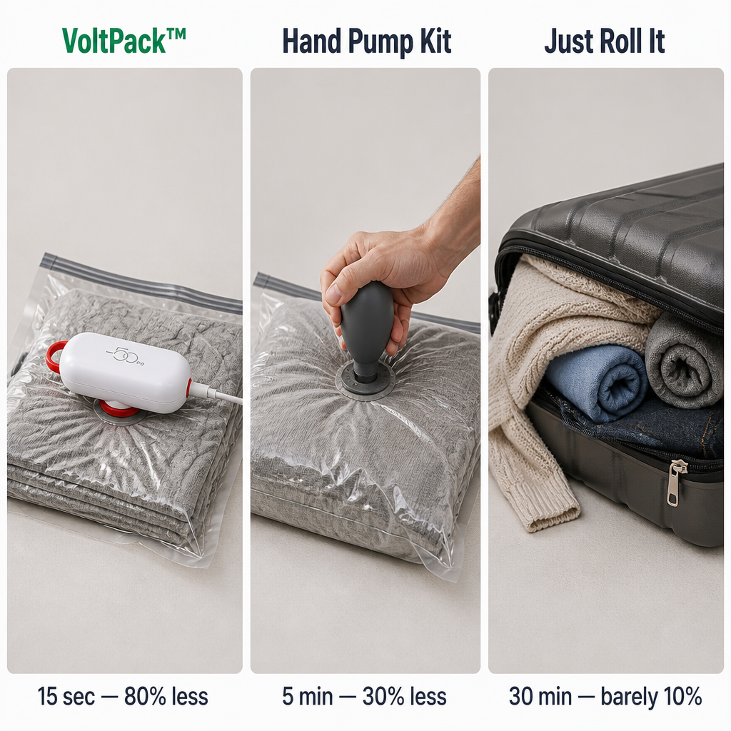 VoltPack™ — Compress Your Suitcase by 80% Using a Pocket USB Vacuum Pump