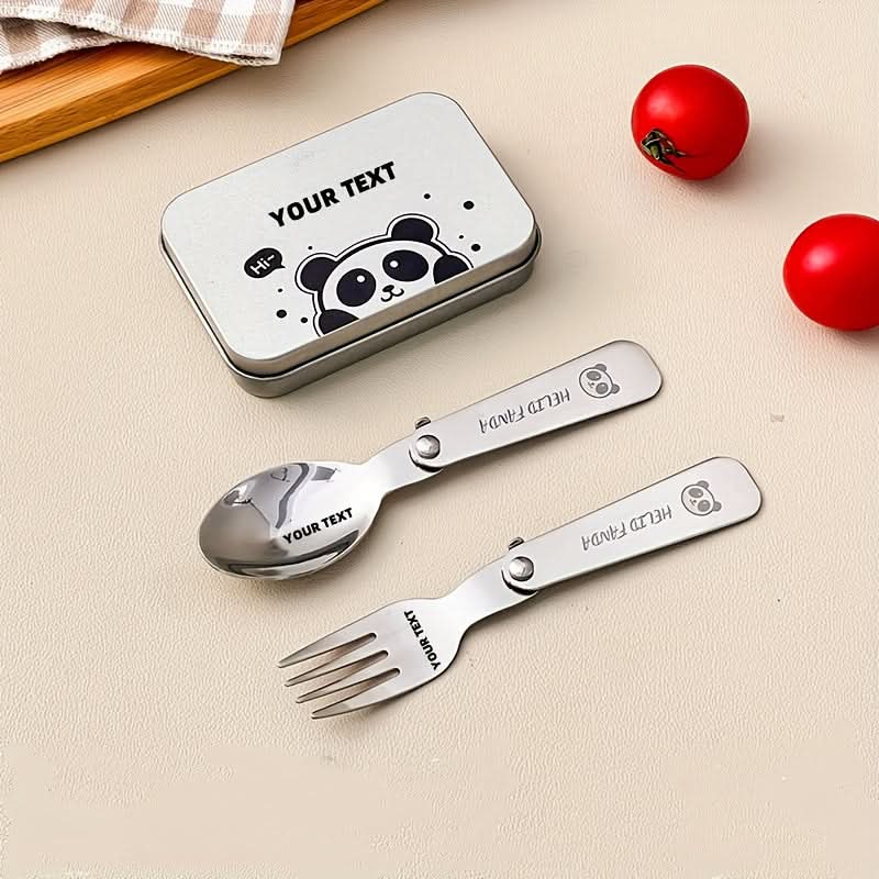 Compact Portable Cutlery Set with Folding Fork and Spoon