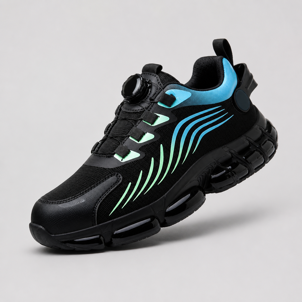 VivaStride™ – Steel-Toe Work Sneakers Featuring Rapid-Twist Lacing System