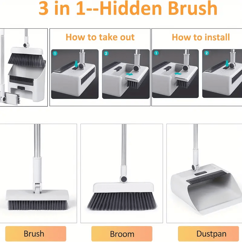 Compact Cleaning Set with Broom and Dustpan