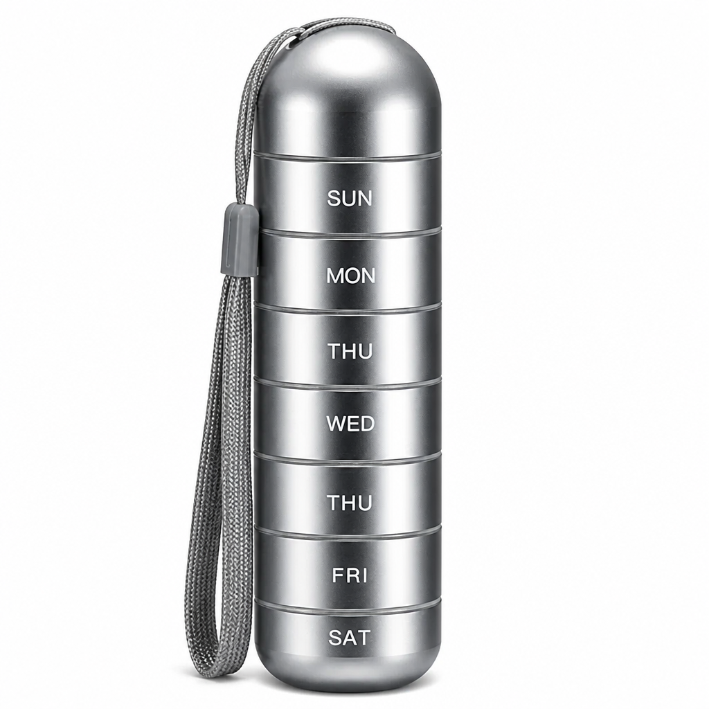Watertight Aluminum Alloy Weekly Pill Organizer (7-Day)