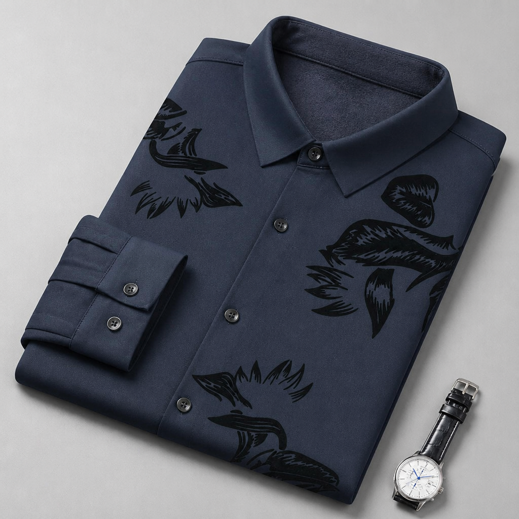 VulcanTherm™ – Brushstroke-Patterned Slim-Fit Fleece-Lined Shirt