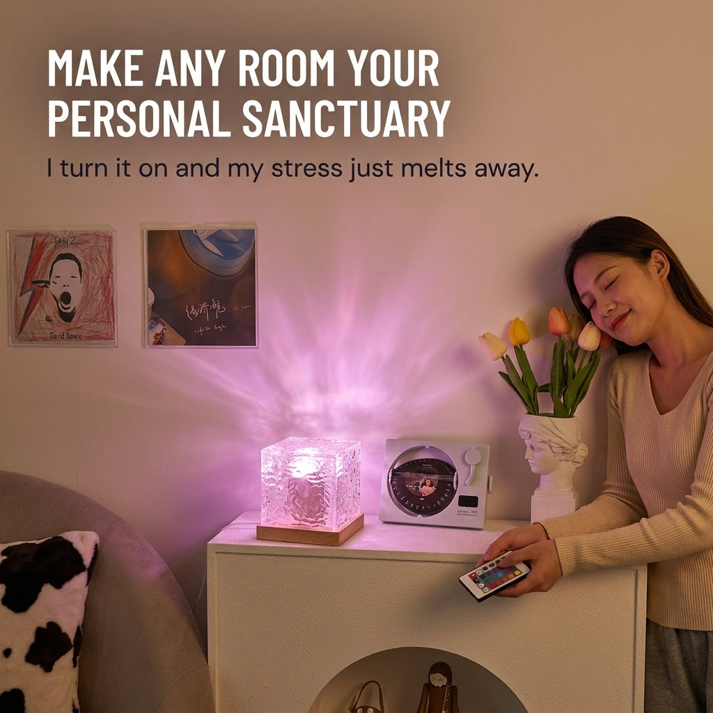 AuraSphere™ — Wrap Your Room in Drifting Water-Ripple Light That Melts Stress