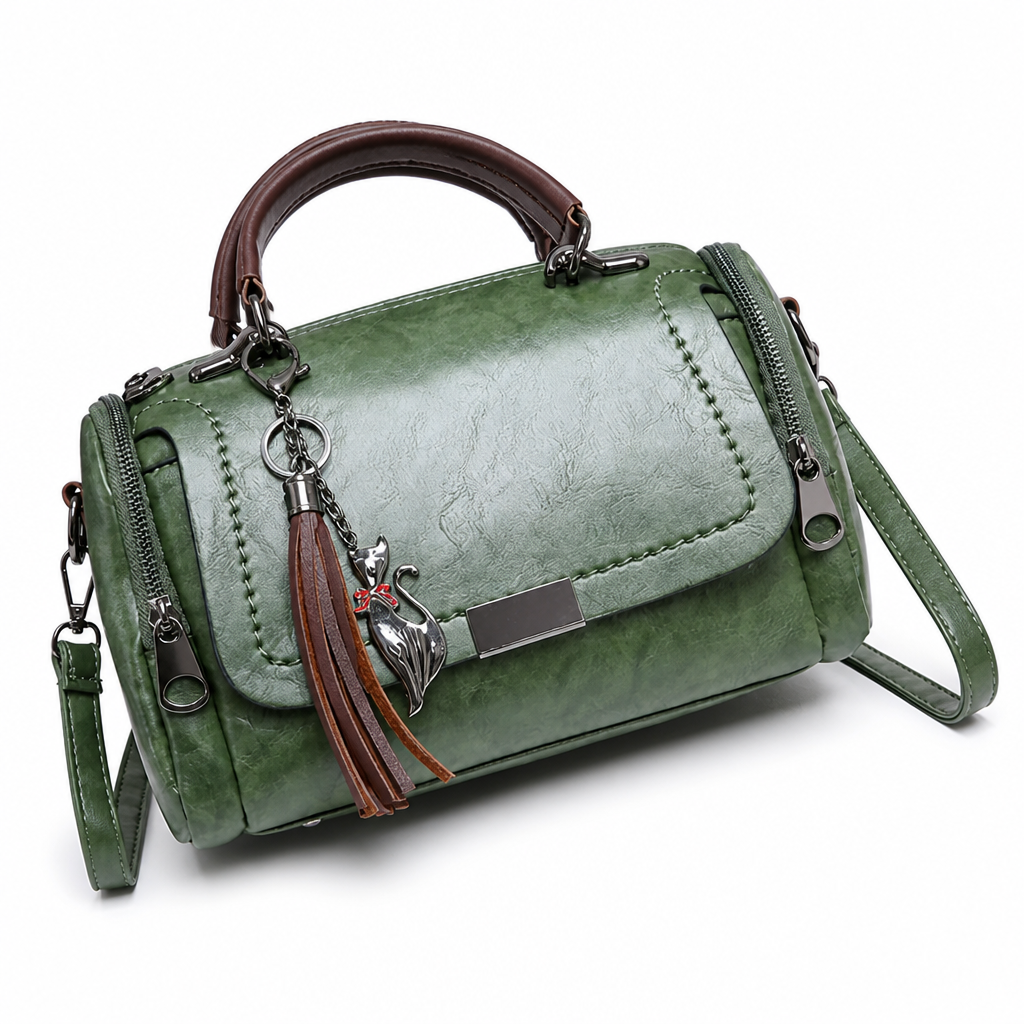 Vegan Leather Convertible Satchel Handbag (Tassel Charm)