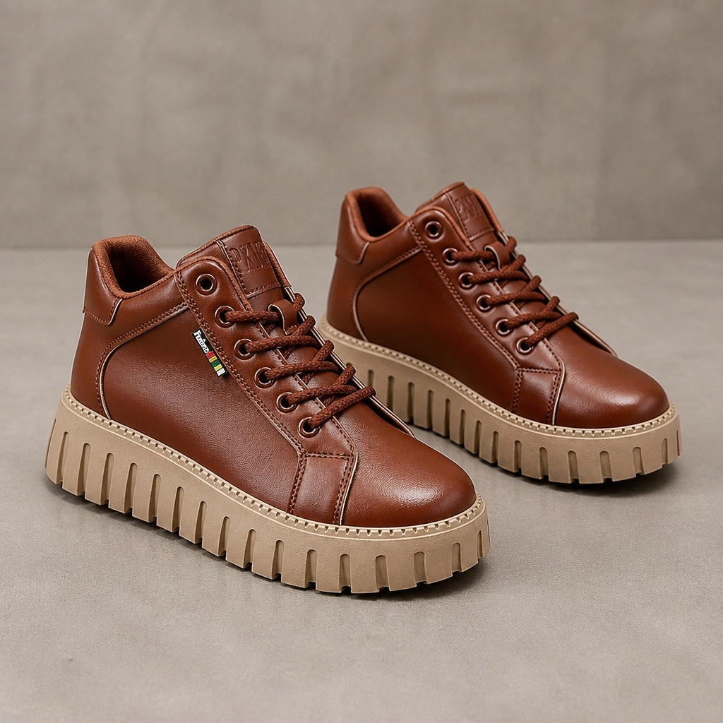 VeroStride™ – Cushioned Platform Lace-Up Ankle Boots with Non-Slip Grip Sole