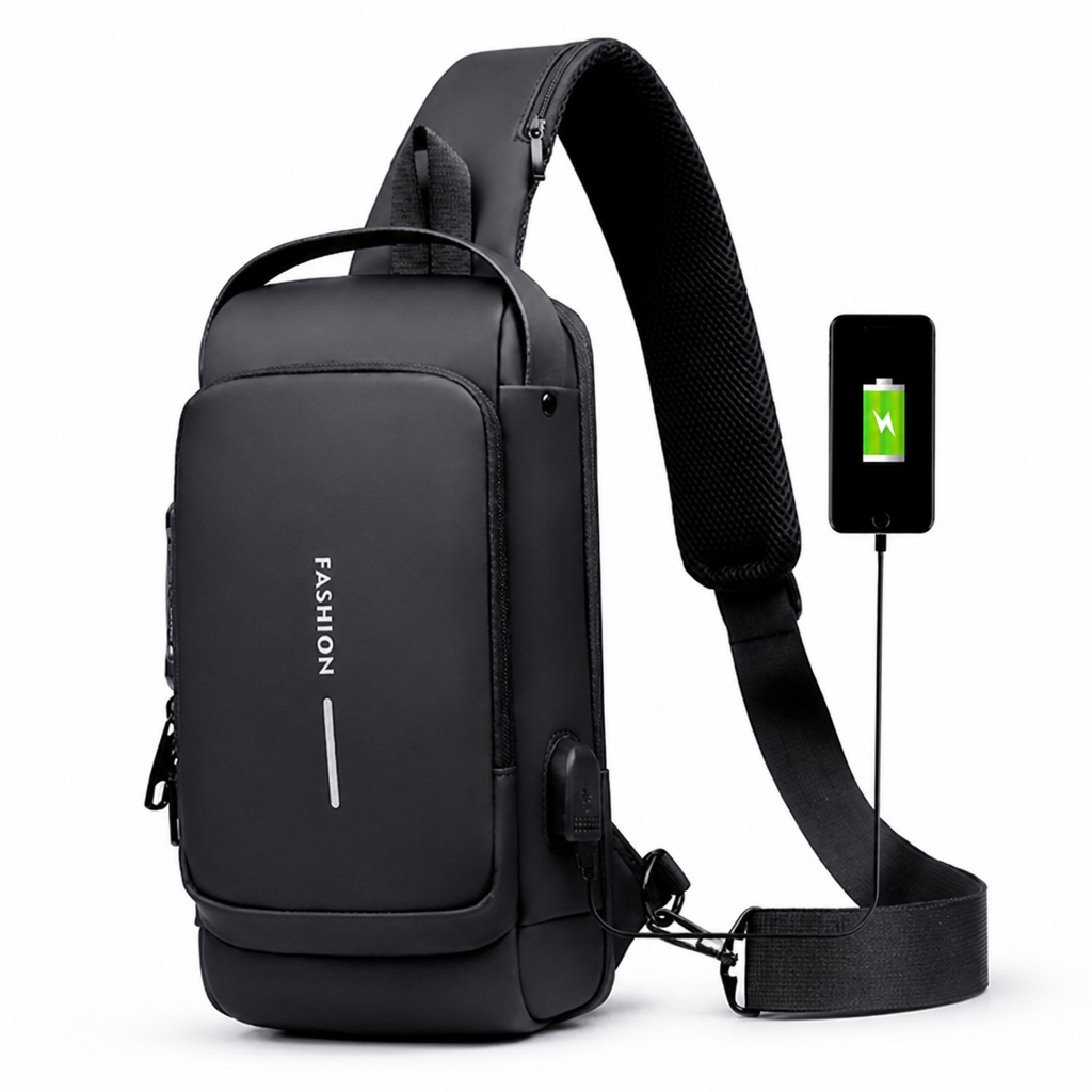 Anti-Theft Locking Sling Bag (USB Charging Port)