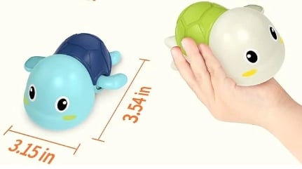 Set of 6 Bath Toys – Wind-up Swimming Turtles