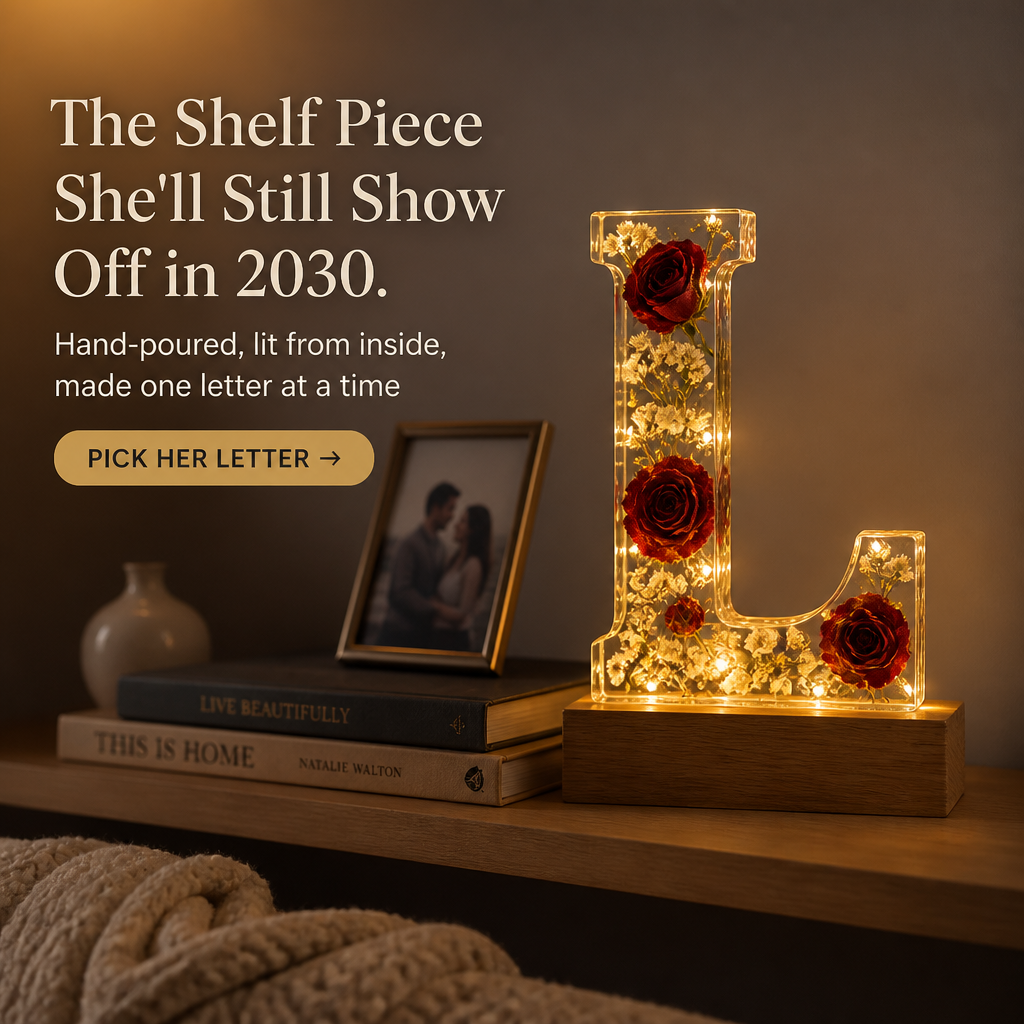 LumiFleur™ — Encapsulate Genuine Dried Blooms Within a Radiant Letter Crafted Just for Them
