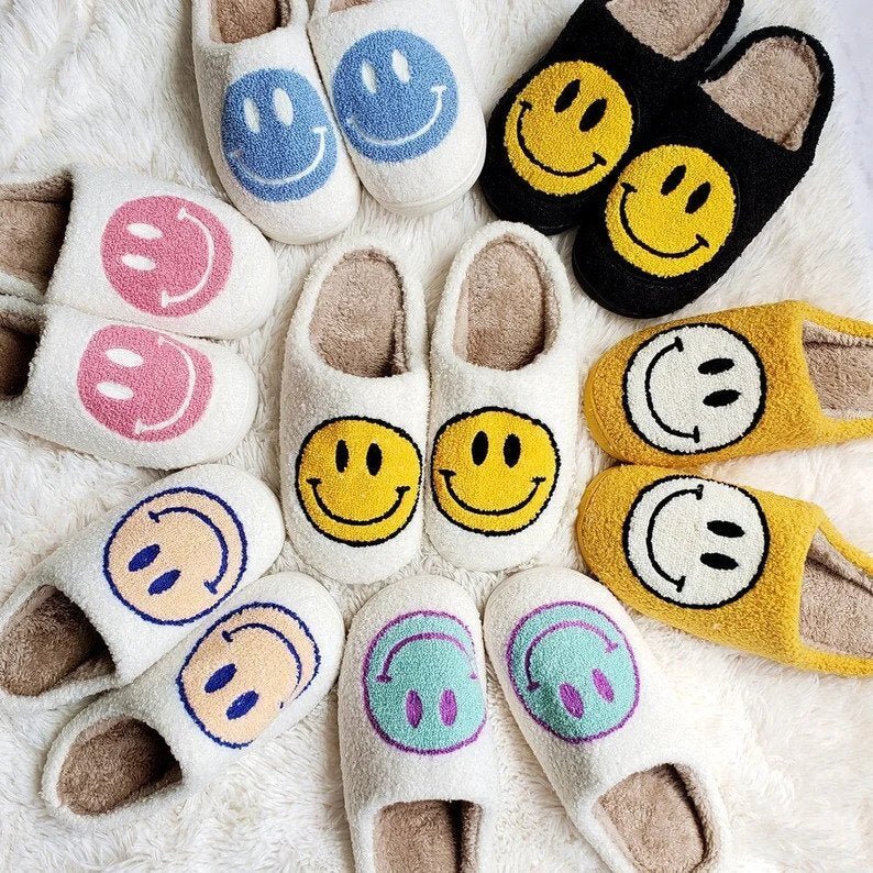Cozy Smiley-Embellished Slippers