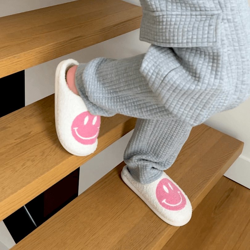 Cozy Smiley-Embellished Slippers