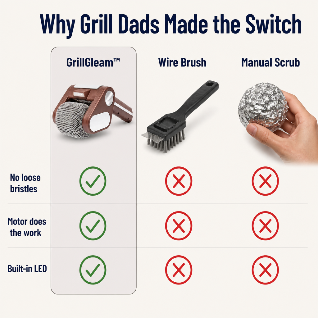 GrillGleam™ — Remove Stuck-On Grease Fast Without Leaving Any Loose Bristles