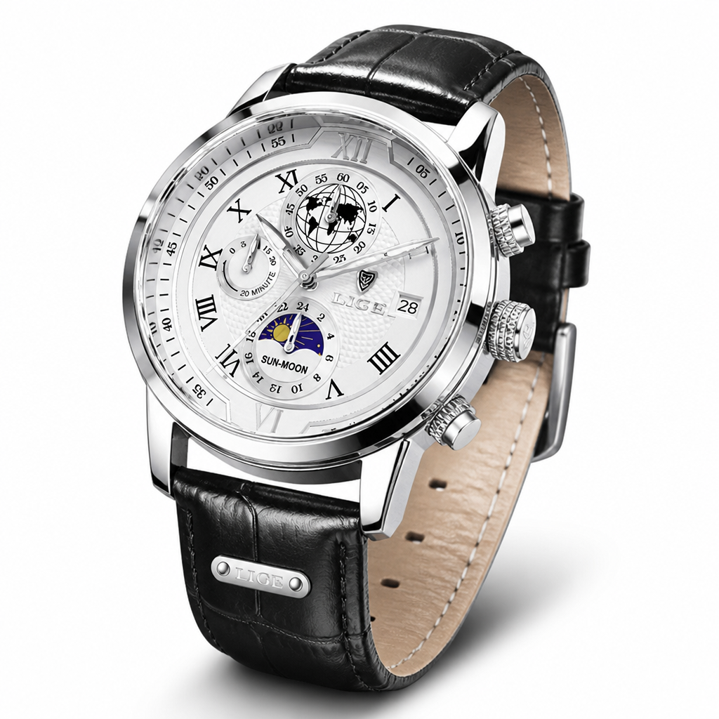 Polished Classic Chronograph Men's Watch (Adjustable Strap)
