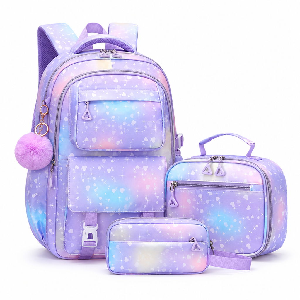 Large-Capacity Multiple-Pocket 16-Inch Backpack Set (3-Piece)