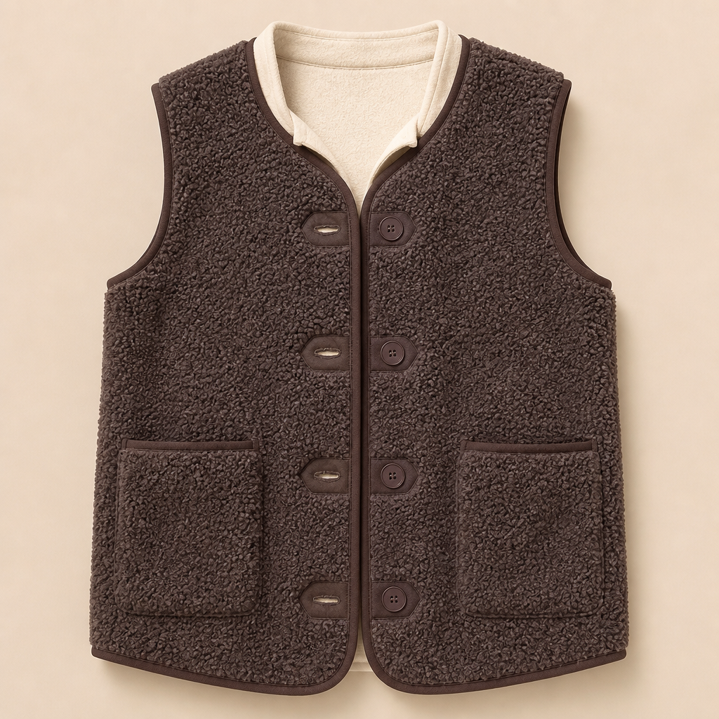 CloudWarm™ – Cozy Sherpa Button-Front Sleeveless Vest
