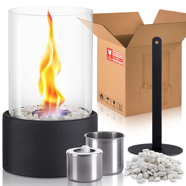 Compact Glass Tabletop Fireplace – Creates Cozy Ambiance for Indoors and Outdoors
