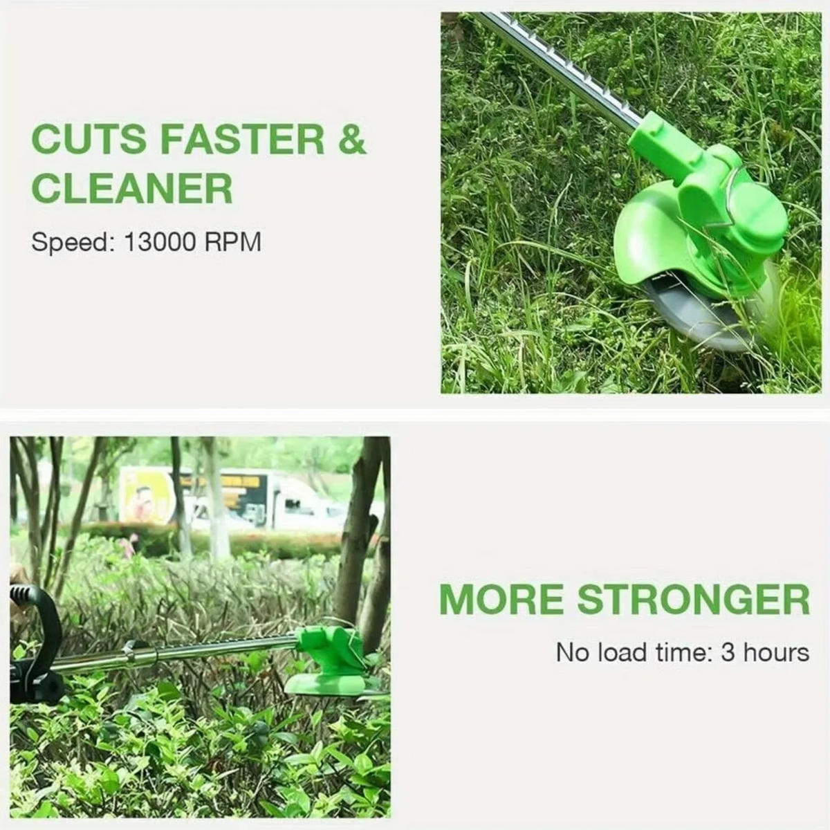 800W Battery-Powered Grass Cutter with 8 Blades and Dual Batteries