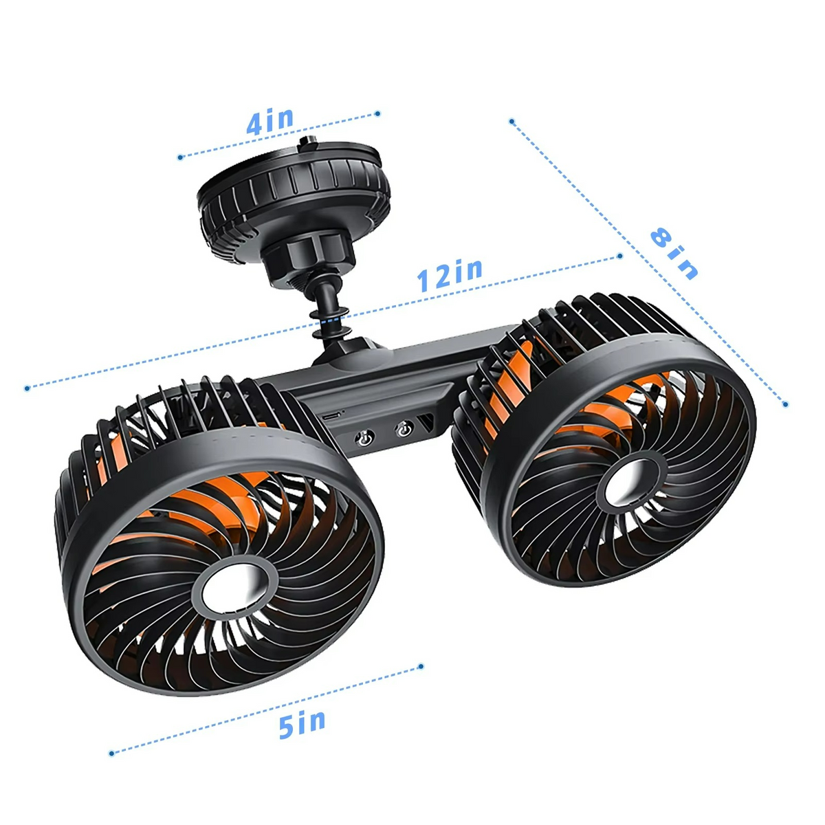 Rechargeable Car Fan with Suction Mount – 3-Speed Silent Cooling for Vehicles